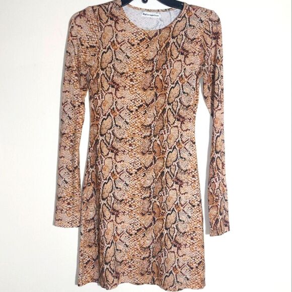 EUC Reformation Womens Mamba Mini Dress Long Sleeve Snakeskin Print Party Size S - Picture 3 of 9